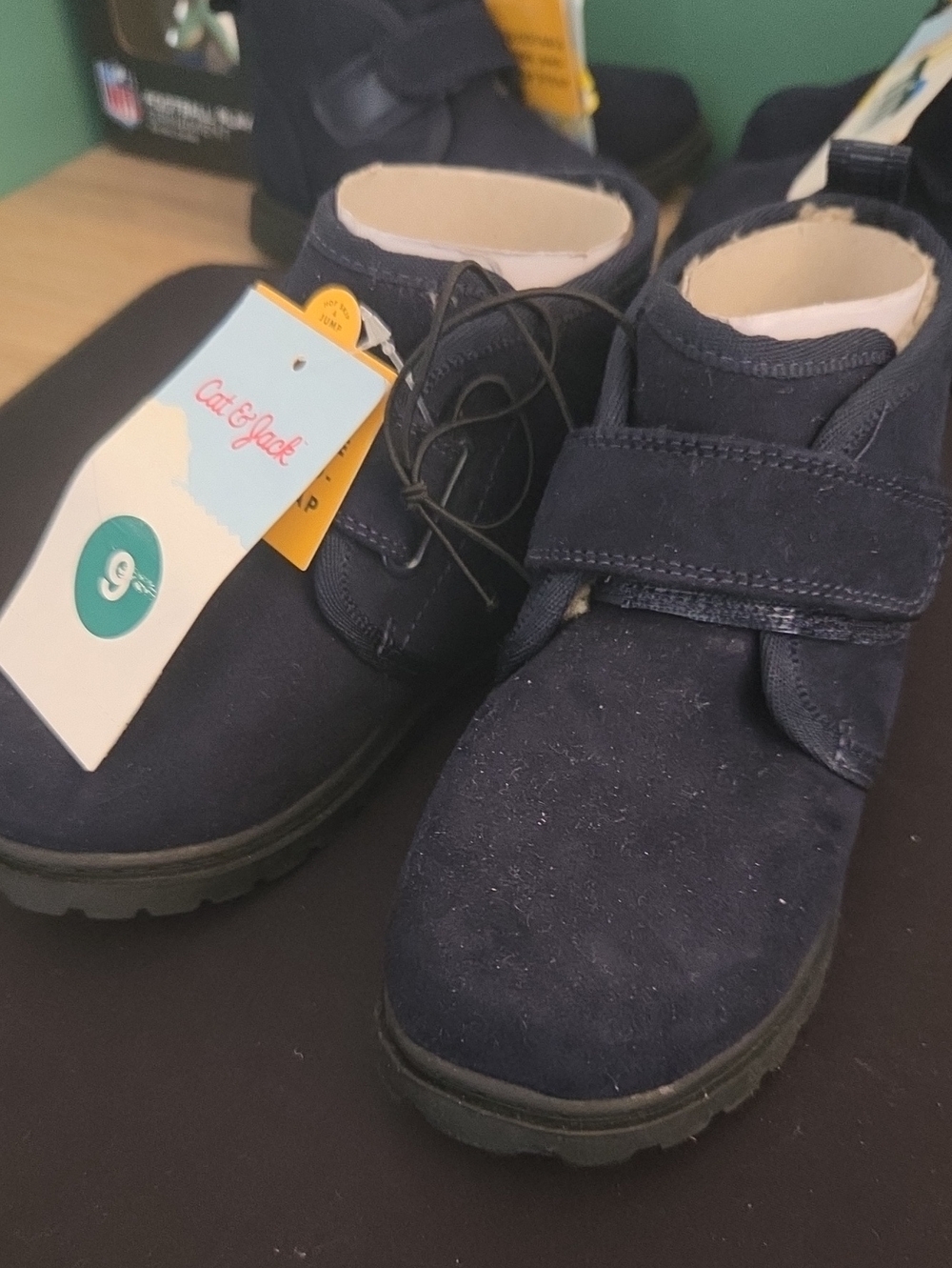 Kids Navy Suede Hook-and-Loop Boots-9C